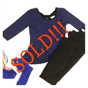 Sold!!!! Rue 21 black and blue striped peplum top